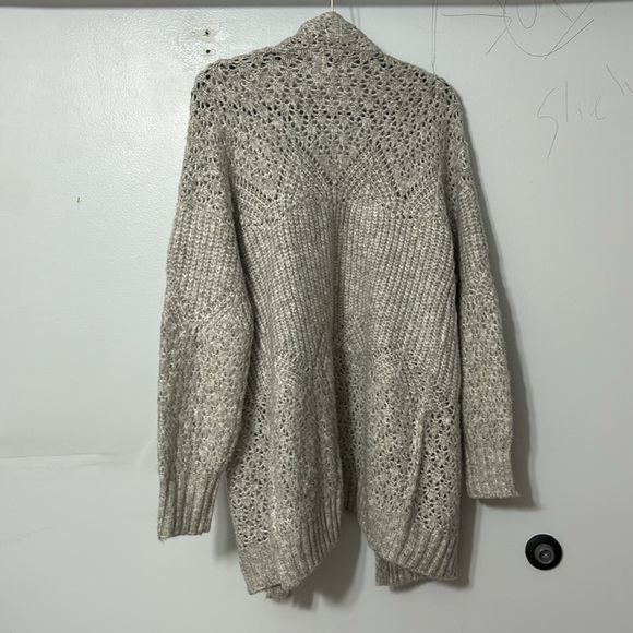 JOIE GRAY OPEN FRONT OPEN STITCH LONG CARDIGAN JACKET OVERSIZED MEDIUM - Picture 4 of 4